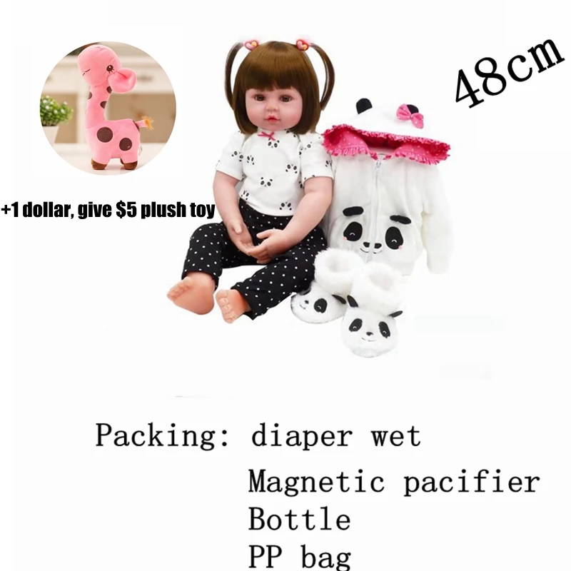 48cm Reborn Dolls de Silicone девушка тело 47 см Очаровательная кукла игрушки для девочек boneca Baby Bebe Кукла День рождения/Рождественский подарок - Цвет: 48cm