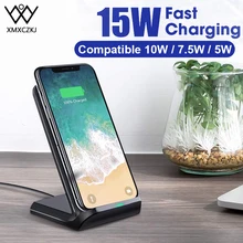 XMXCZKJ 15W Qi Wireless Charger Stand For iPhone 11 pro 8 X XS Samsung s10 s9 s8 Fast Wireless Charging Station Phone Charger