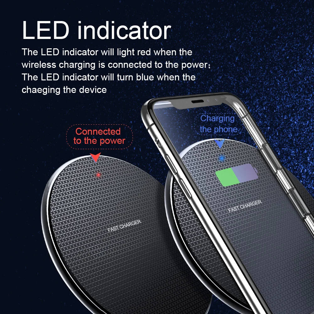 10W Qi Wireless Charger Receiver for iPhone Xs Max X 8 Plus Fast Charging Pad Samsung Note 9 S10 chargeur sans fil | Мобильные