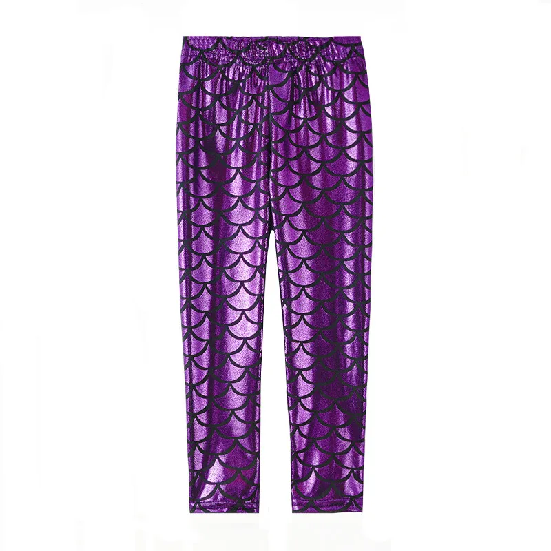 Леггинсы для девочек леггинсы русалка штаны Дети Цвет блестящие весы узкие детей