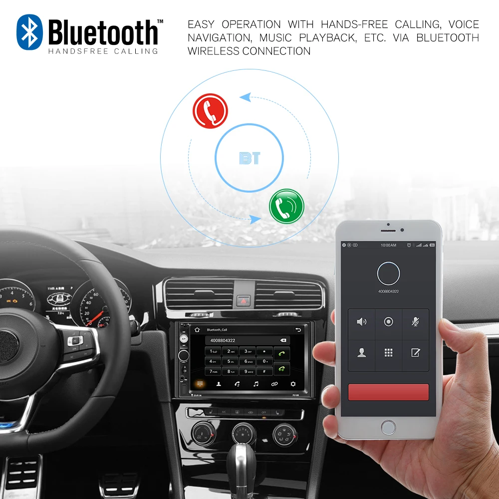Podofo Android автомобильное радио 2 Din 7 &quotHD мультимедийный плеер GPS навигатор WiFi Bluetooth