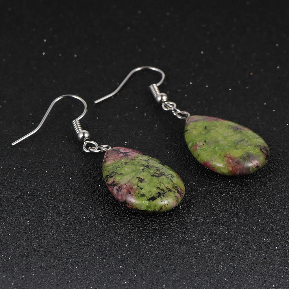 Модные женские серьги-подвески в стиле бохо с каплями воды из натурального камня