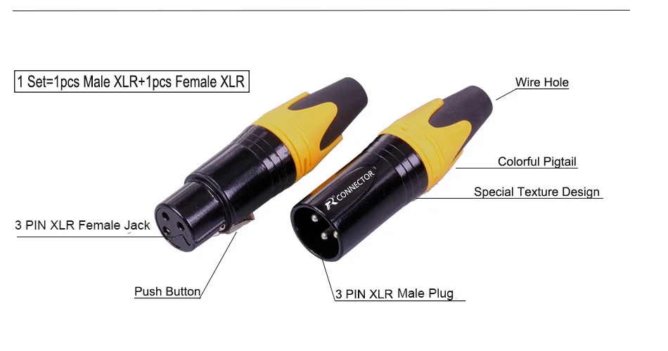 20 шт./10 комплектов 10 шт. 3 Pin XLR Female Jack+ 10 шт. штекер Профессиональный 3-полюсный XLR разъем микрофона оптом