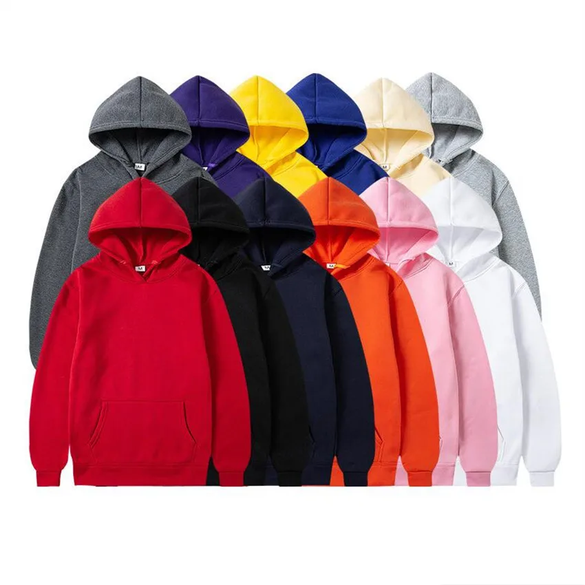 Hoodies Men Women Solid Color Black Red White Gray Pink Pullover Fleece Fashion Brand Sweatshirts Autumn Winter Casual Male Tops