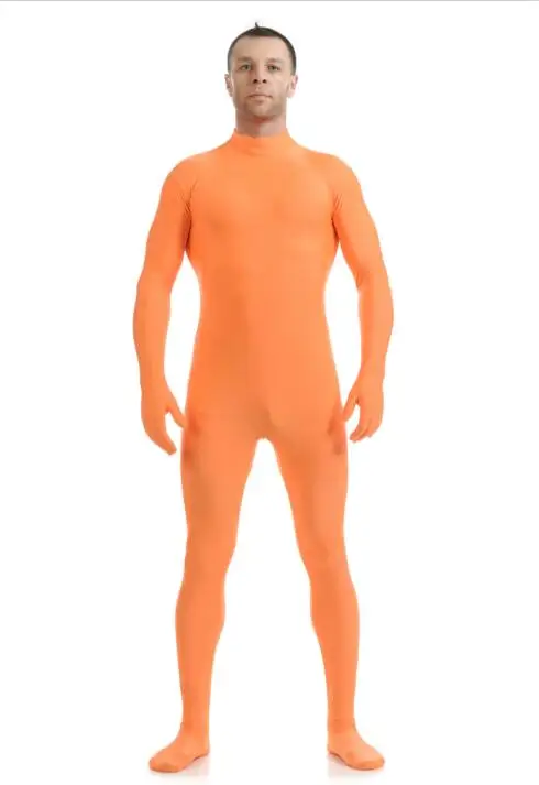 Обтягивающие костюмы из лайкры Zentai, черный костюм без капюшона, гимнастическое трико из спандекса, мужские костюмы для косплея, боди для детей и взрослых - Цвет: Orange