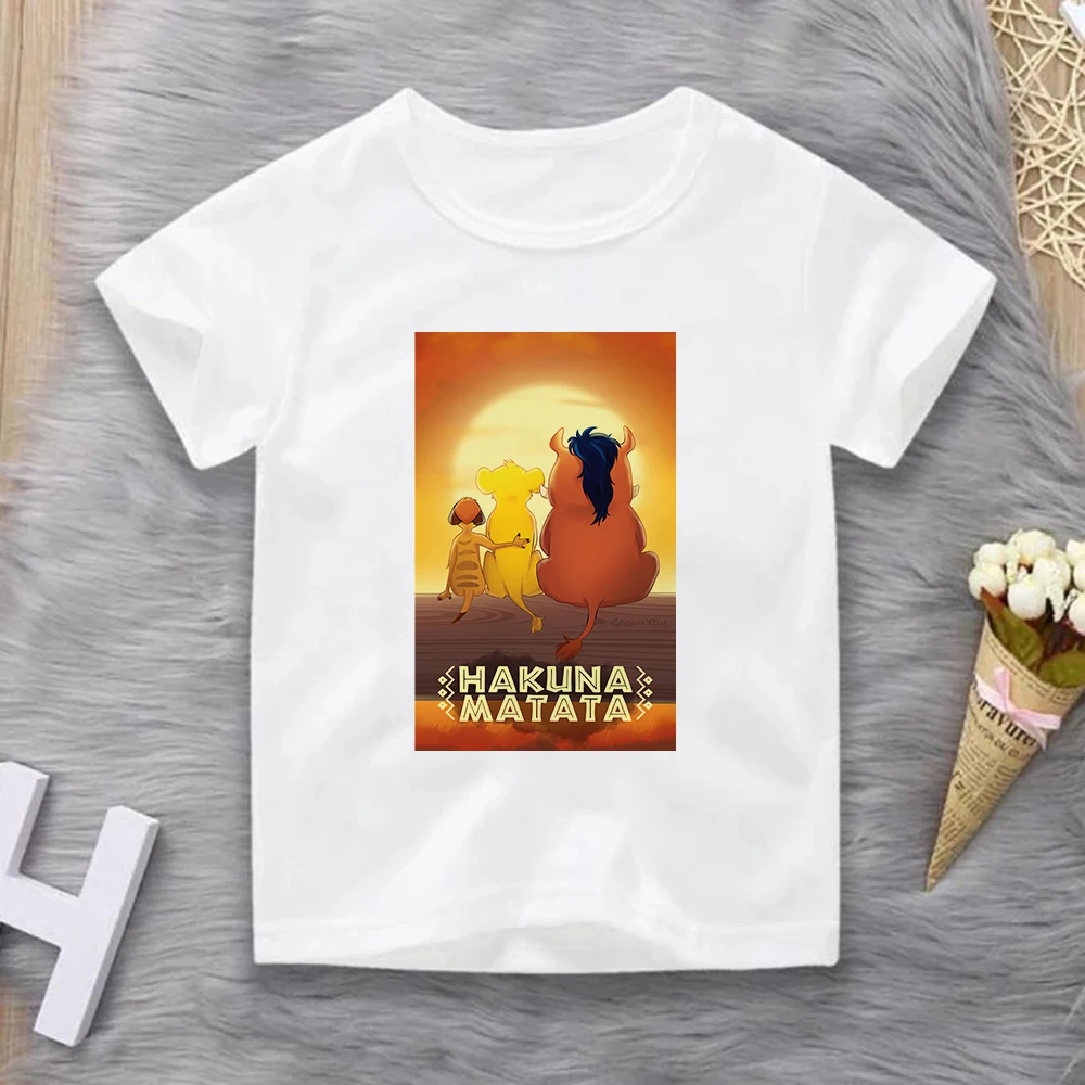 Повседневная футболка Детская с мультяшным рисунком Симбы модный топ принтом