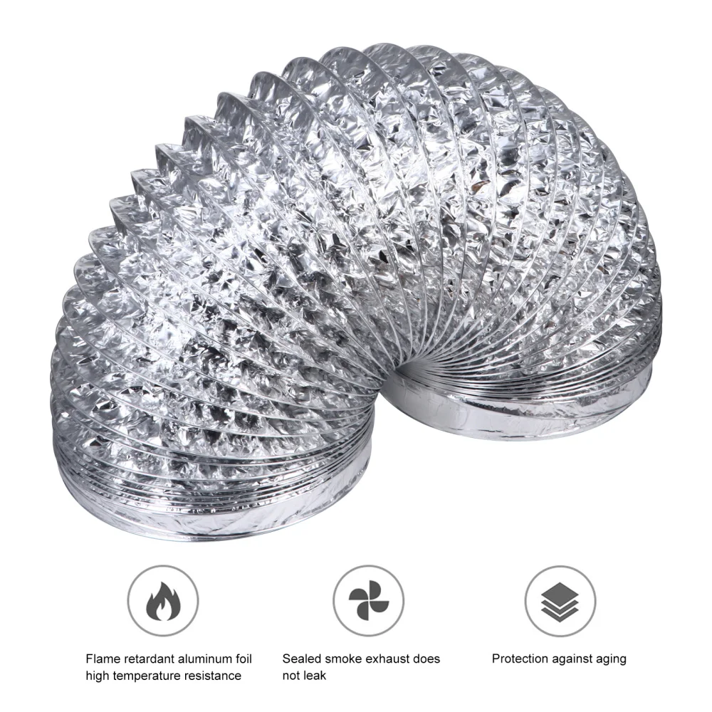 

Flexible Air Duct Hose Aluminum Foil Ducting Vent Hose Kitchen Accessories 1.5m