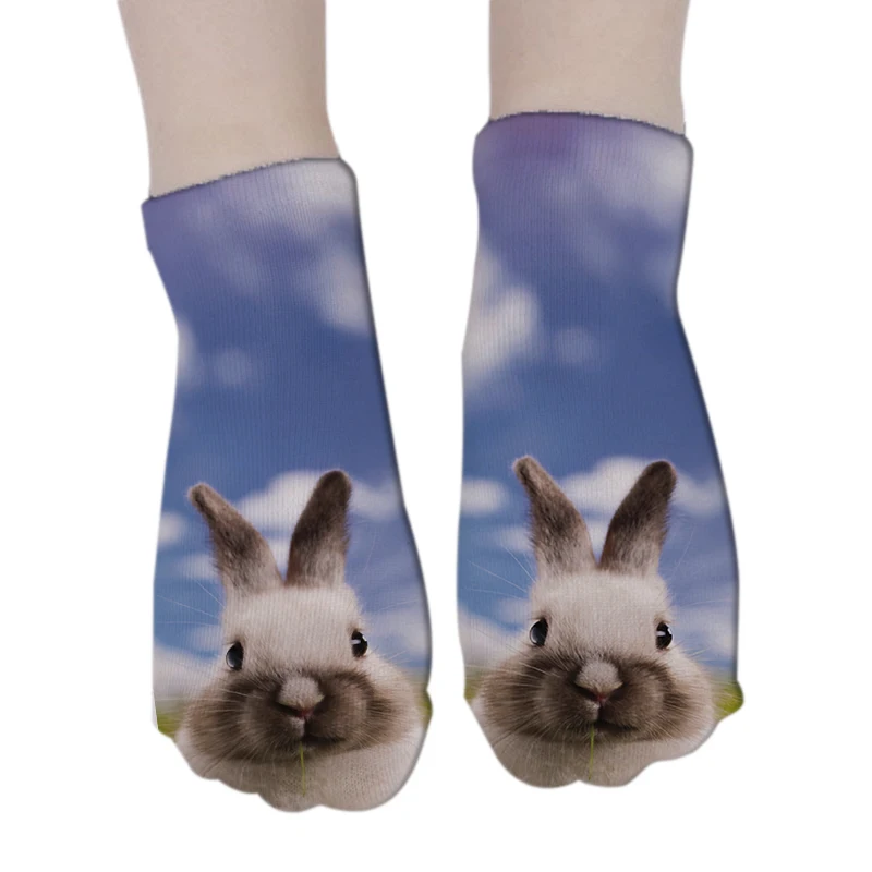 

New 3D Printed Women Cotton Socks Cute Cartoon Animals Low Ankle Socks Kawaii Harajuku Funny Happy Socks For Girl Skarpetki
