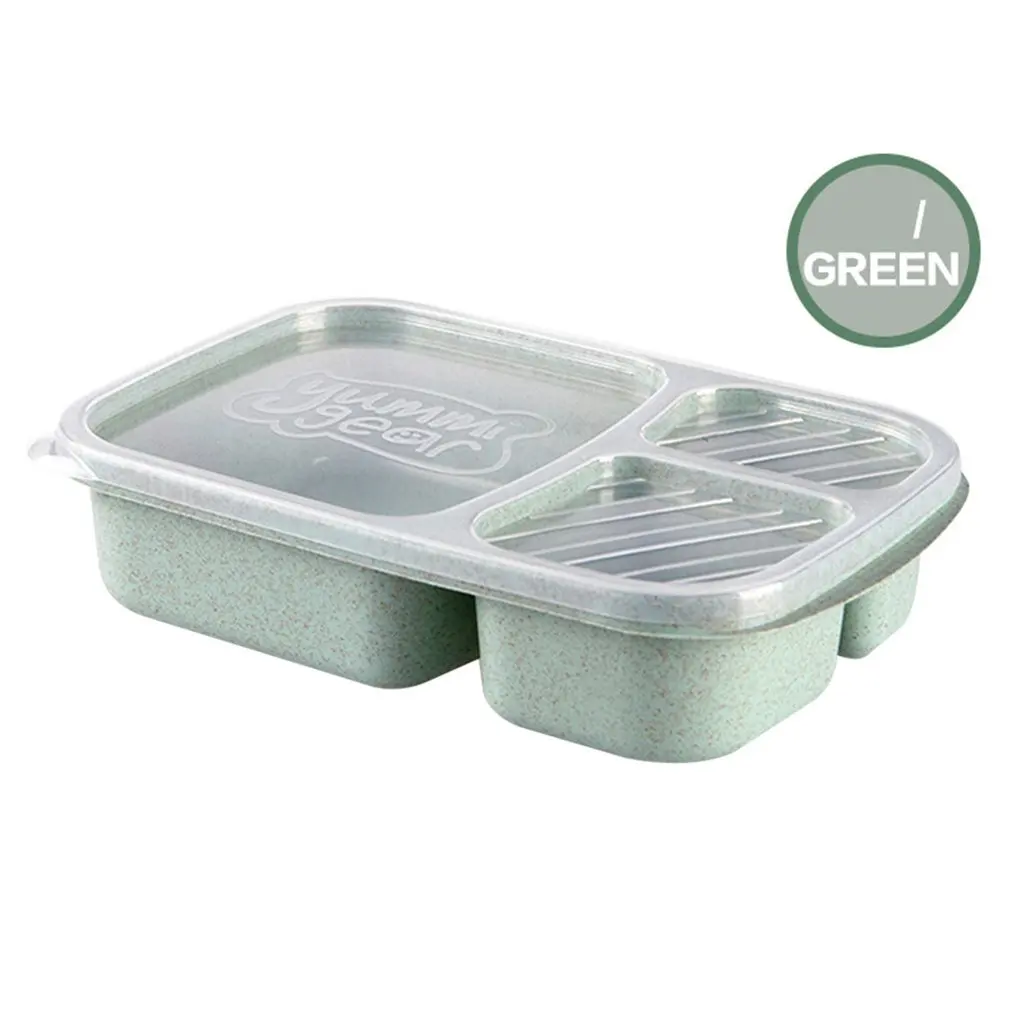 4 цвета Пшеница клубника Bento Box 3 сетки с крышкой микроволновая печь еда коробка