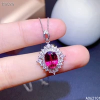 kjjeaxcmy fine jewelry 925 sterling silver natural garnet girl exquisite pendant necklace support test chinese style hot selling