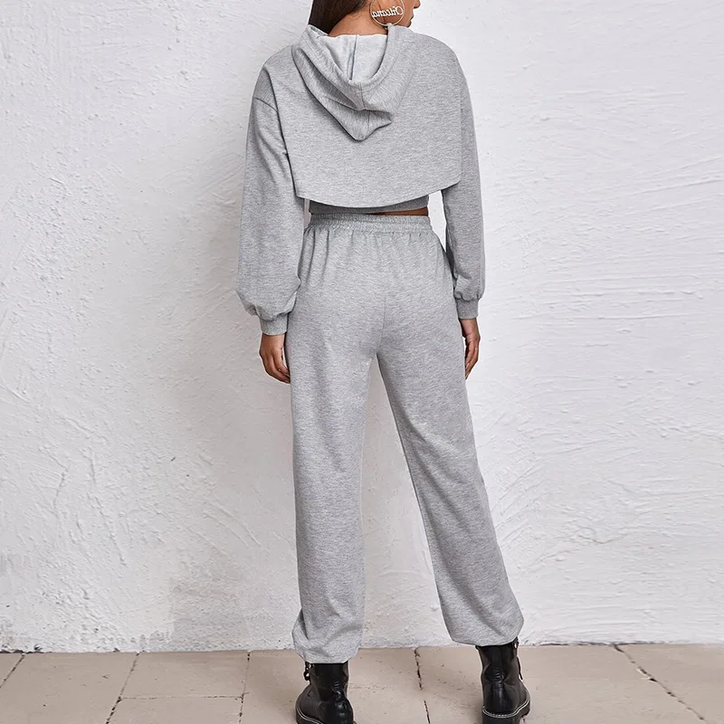 

Women 3 Piece Joggers Tracksuit Solid Sport Causal Long Sleeve Crop Hooded Top And Camis And Pants Female Sportswear Set Autumn