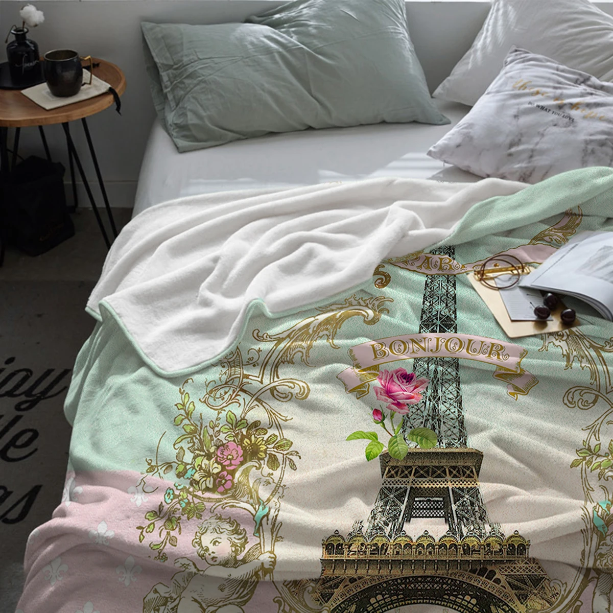 

Bonjour Paris Throw Blanket Soft Warm Soft Blanket Flannel Blanket For Kids Adults