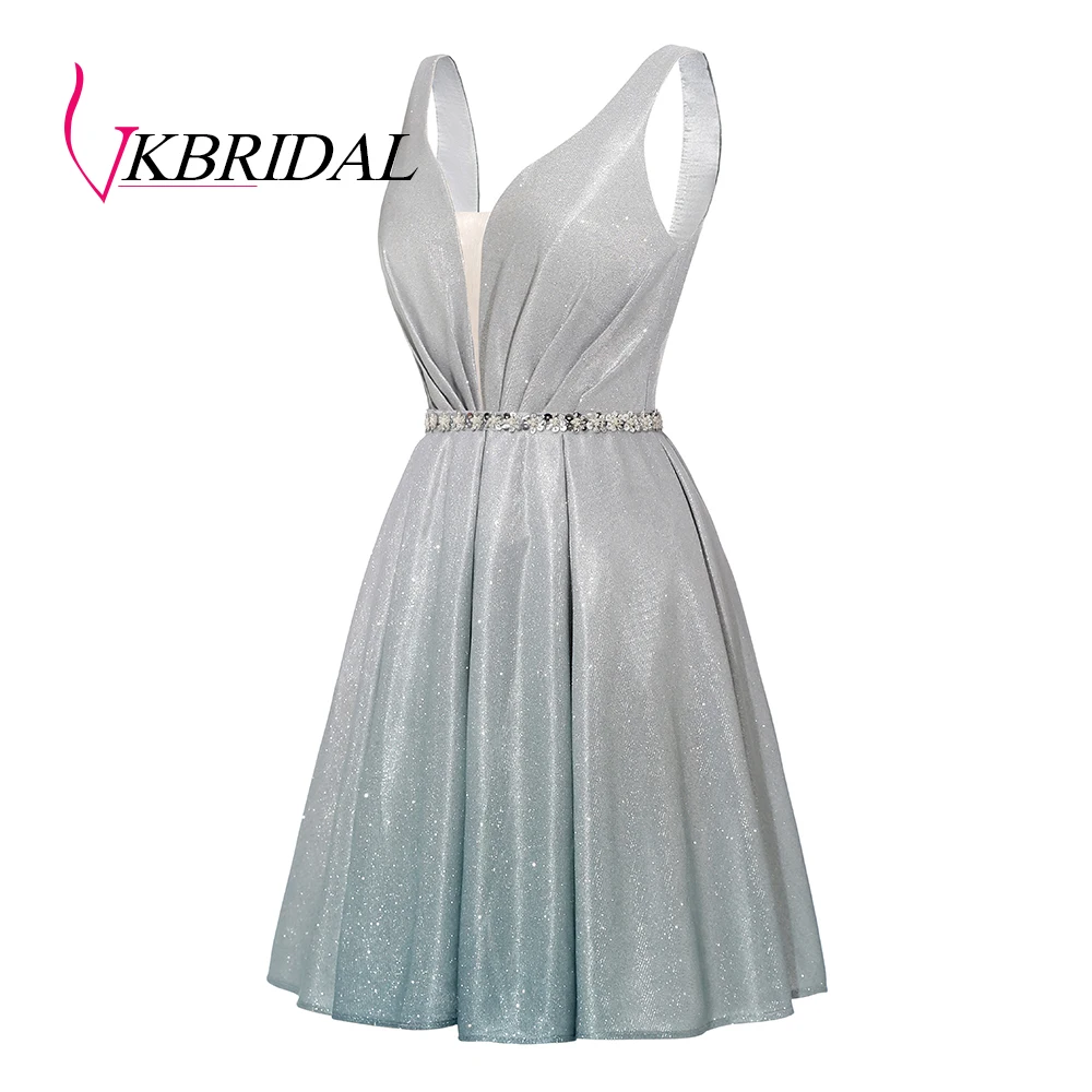 VKBRIDAL, блестящие платья для выпускного вечера с эффектом омбре,, платье с глубоким v-образным вырезом и бисером на талии, вечернее платье с открытой спиной, градиентный цвет, Vestido Formatura