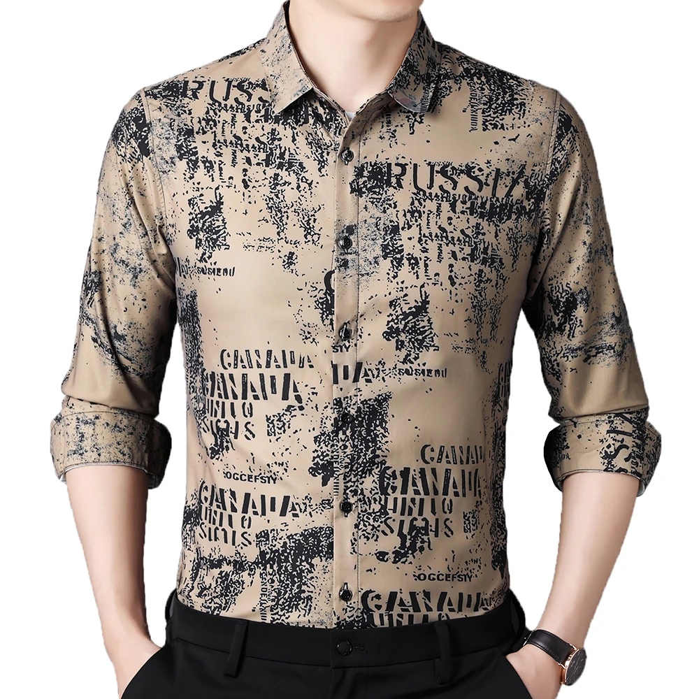 

2022 Designer Fashion Long Sleeve Mens Clothing Luxury Print Hawaii Shirt for Men Shirts Vintage Streetwear Jerseys Dress 1116