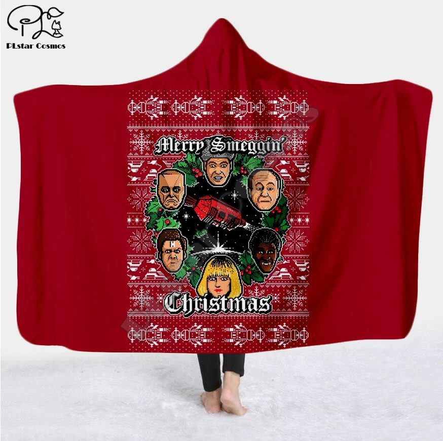 Рождественское и быстрое одеяло с капюшоном 3D полным принтом для взрослых мужчин