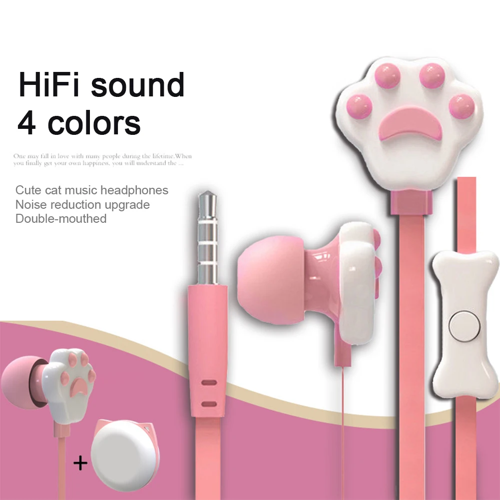 3 5 мм проводные наушники милый кот Paw In ear с микрофоном Hands Free Спорт стерео музыка
