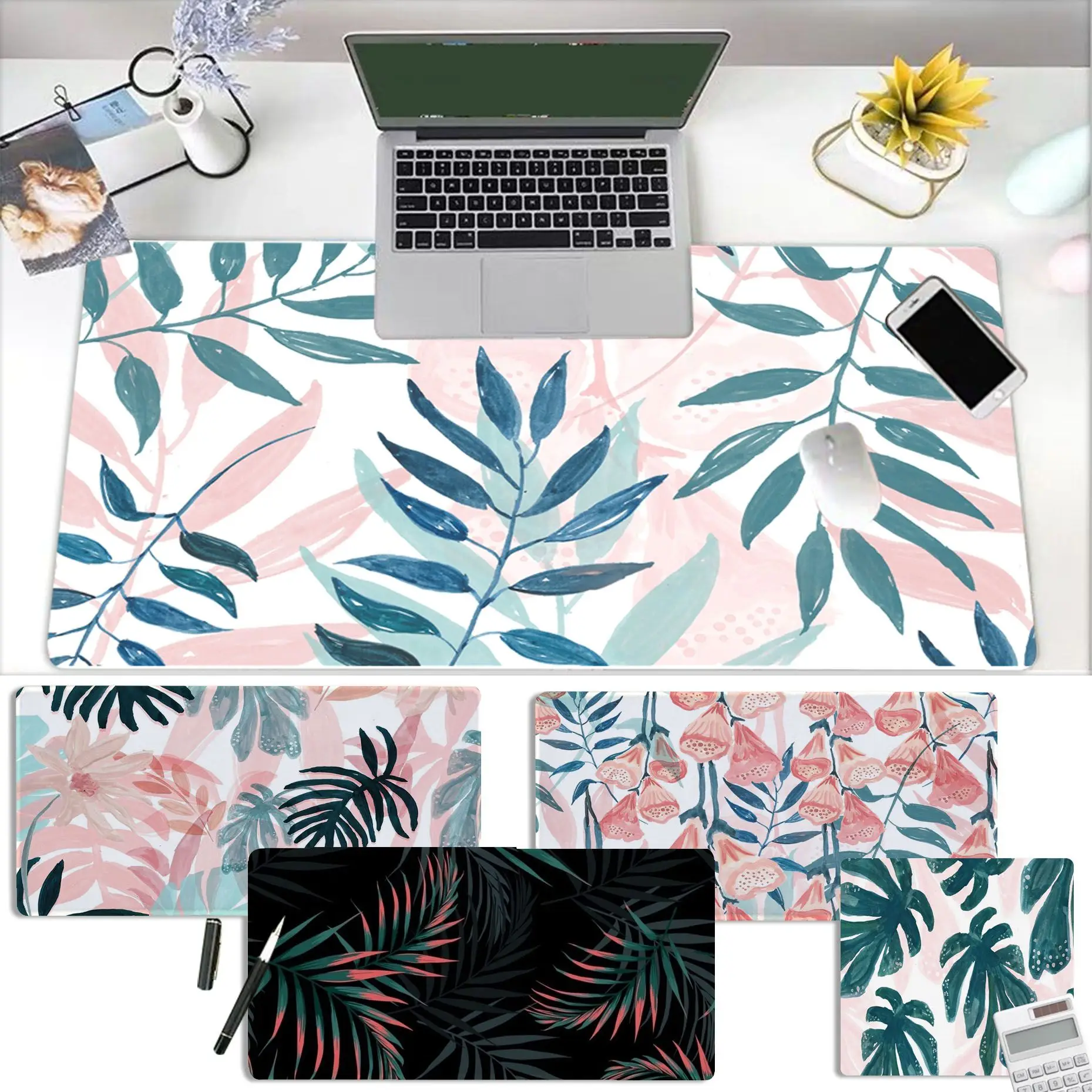 

YNDFCNB banana Tree Green Leaves Large Gaming Mouse Pad XL Locking Edge Size for Deak Mat for overwatch/cs go/world of warcraft