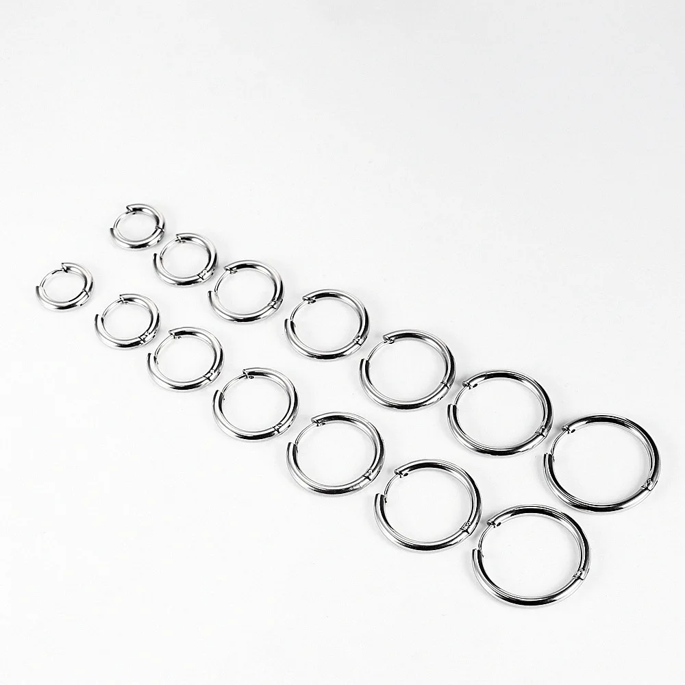 1 PC Women/Man Stainless Steel Small Hoops Earring Piercing Ear Cartilage Tragus Simple Thin Circle Anti-allergic Buckle |