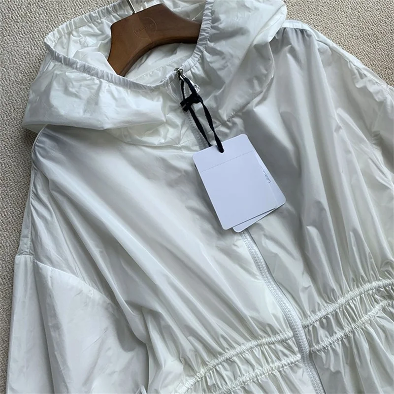 

2021 new windbreaker drawstring slim mid-length tops women's light and thin hooded fashion summer clothes