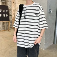 summer harajuku oversized striped fashion loose t shirt couples high quality o neck cool clothes japan style hip hop streetwear