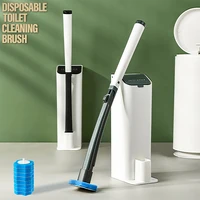 disposable toilet cleaning brush wall mounted toilet bowl cleaner with holder replacement nightstool wand set for home bathroom