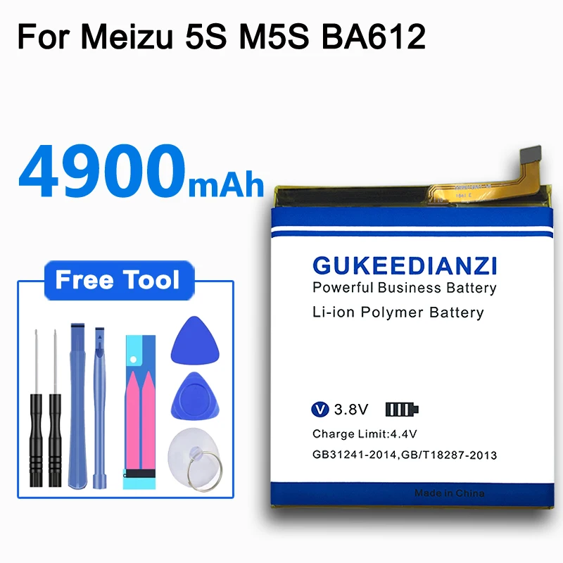 GUKEEDIANZI 4900 мАч аккумулятор для телефона BA612 для Meizu Meizy 5S M5 M5S M612Q M612M перезаряжаемый аккумулятор большой емкости с бесплатным инструментом