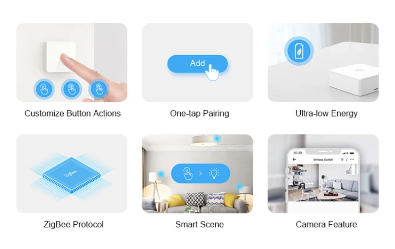 

SONOFF SNZB-01 Mini Zigbee Wireless Switch Two Way Control Light Switch Smart Home Works With EWeLink APP SONOFF Zigbee Bridge
