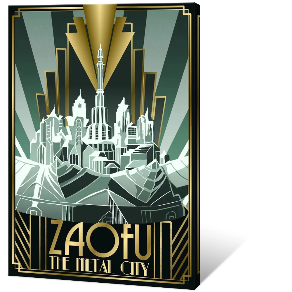 

Холщовый плакат Zaofu The Metal City, настенная живопись, скандинавский плакат, принты для украшения дома, настенная живопись с рамкой