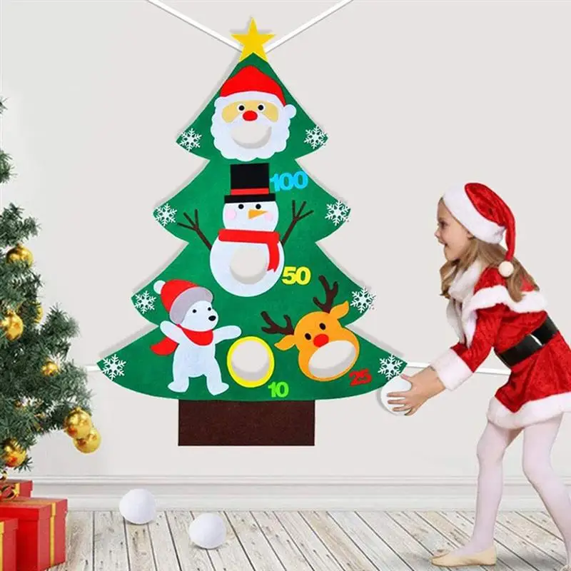 

Christmas Tree Toss Game Flag Darts Set Felt Christmas Game Flag Parent-Child Interactive Game Party Throwing Game with 3 Balls