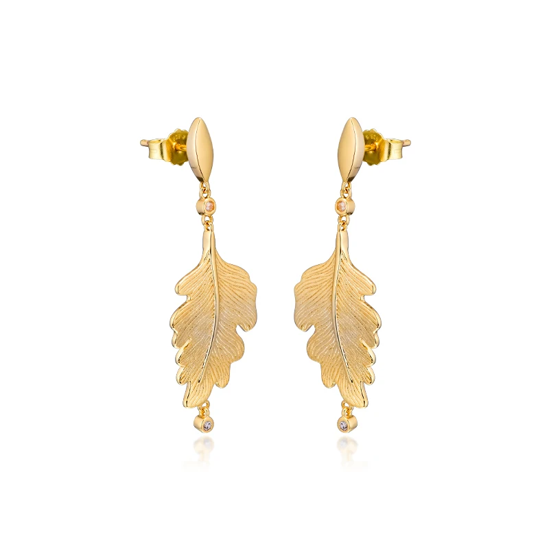 Серьги подвески в виде листьев дуба женские ювелирное изделие из стерлингового