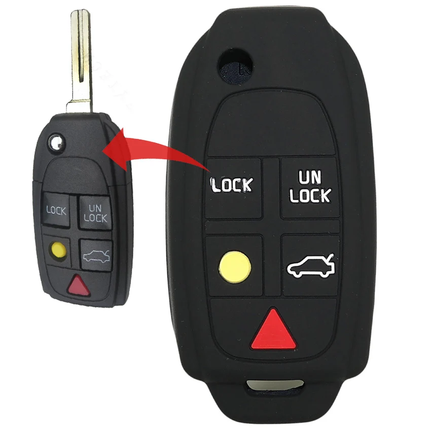 Моющийся силиконовый чехол книжка с 5 кнопками для автомобильного ключа Volvo XC90 XC70
