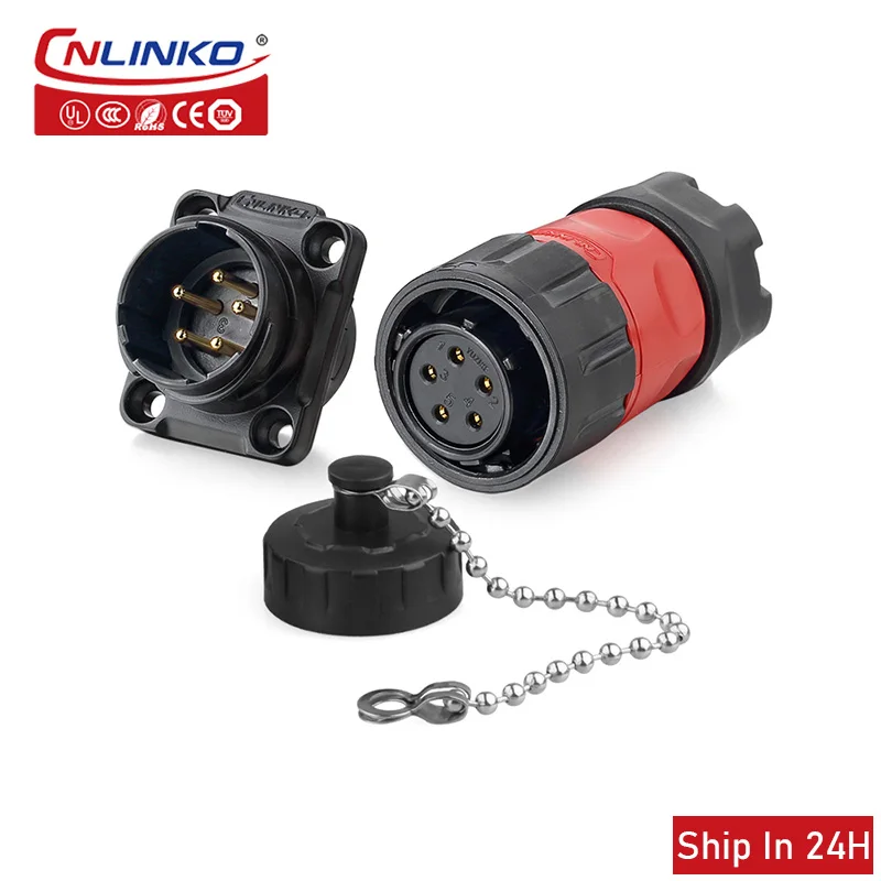 

Cnlinko YM20 5pin Waterproof Plastic AC500V 10A Male Female Power Signal Connector for Robot Marin Ship Automobile Industry