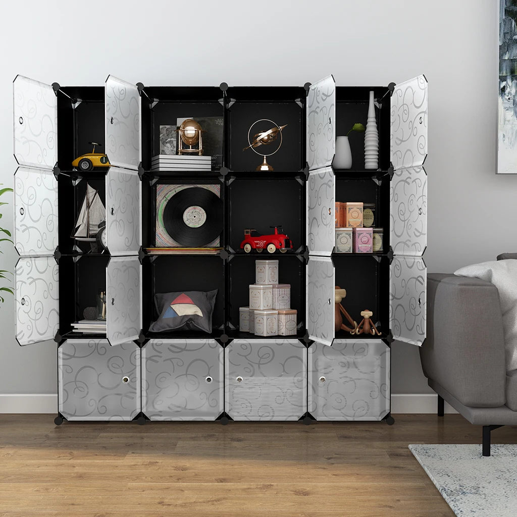LANGRIA 16 Cube DIY модульный органайзер для хранения стеллажи шкаф черный и белый