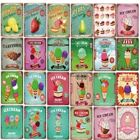 tin sign club poster ice cream cake style metal signs kitchen coffee dessert shop decoration wall art plaques