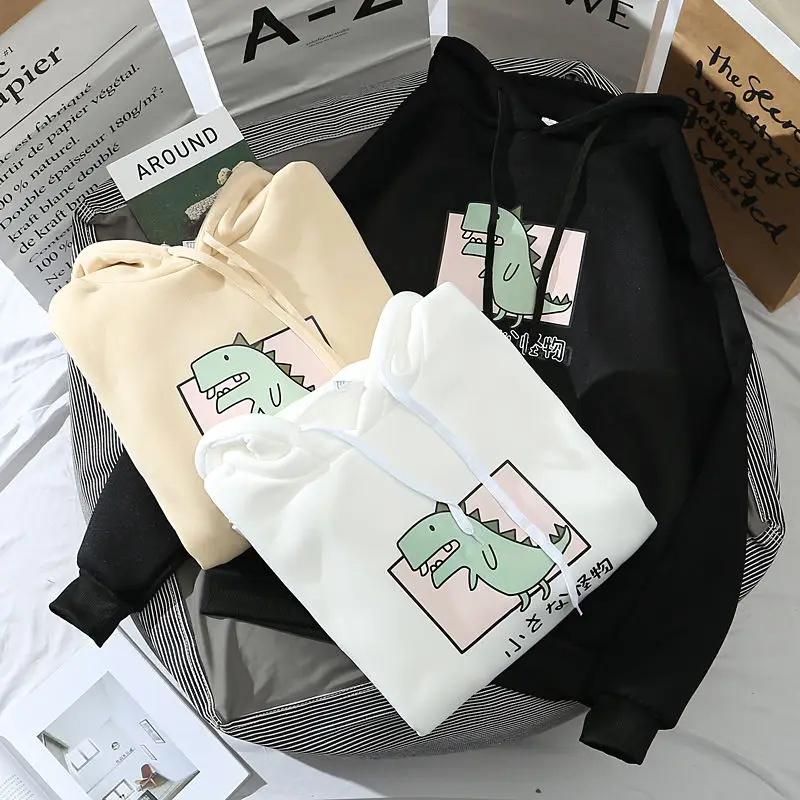 Hoodies Oversized Print Kangaroo Pocket Sweatshirts Hooded Harajuku Spring Student Vintage Korean Pullovers Women Sweetshirts