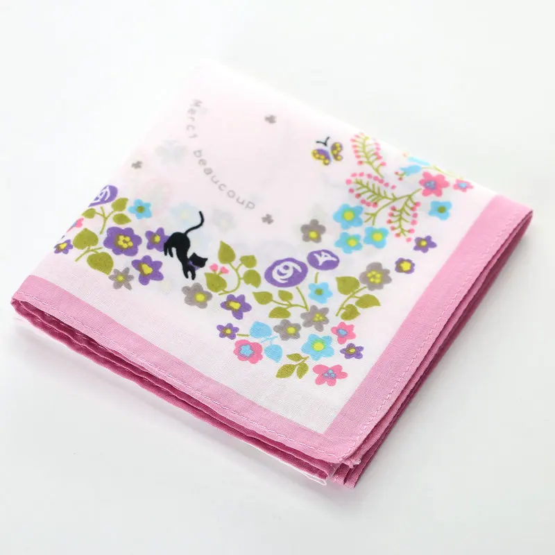 Носовые платки Женские Элегантные с цветочным принтом мягкие хлопковые тонкие ретро женские с квадратным платком простые трендовые студенческие для отдыха шикарные - Цвет: 15