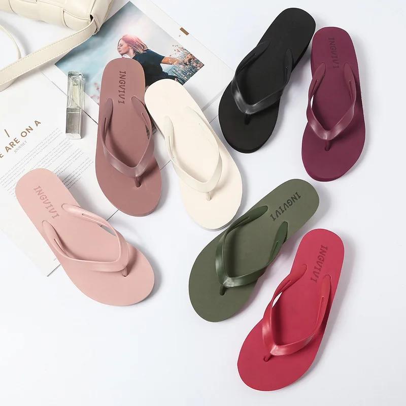 

2021 Flip-Flops Women's Summer Wedge Beach Platform Sandals Candy Color Slippers Women's Outdoor Fashion