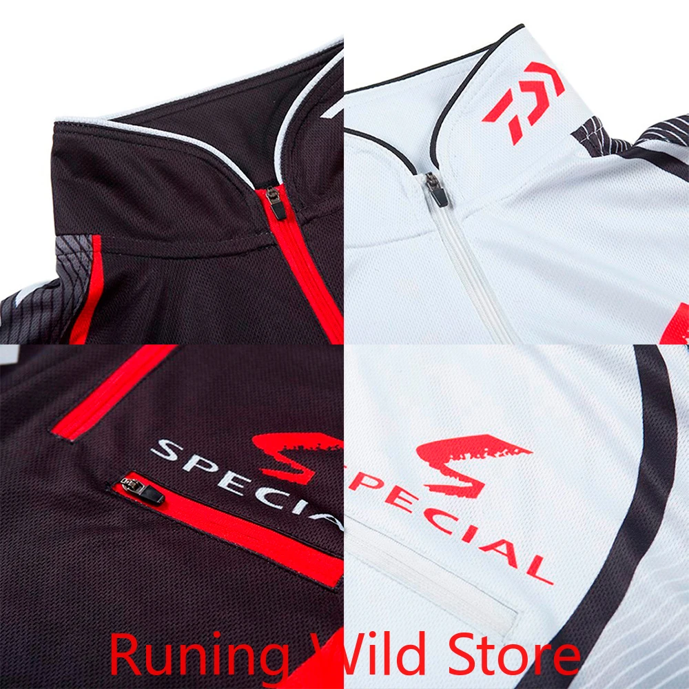 

DAIWA Plus Size 5XL Fishing Clothes New Fishing Shirt Zipper Breathable Quick Dry Shirts Anti-UV Long SLeeve Fishing Clothing