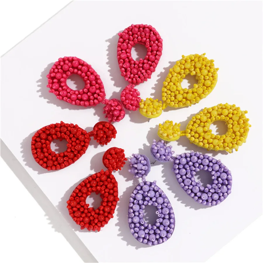 

2019 New Ethnic Handmade Big Statement Drop Earrings for Women Water Drop Bohemian Beaded Earrings Beads Dangle Earring Jewelry
