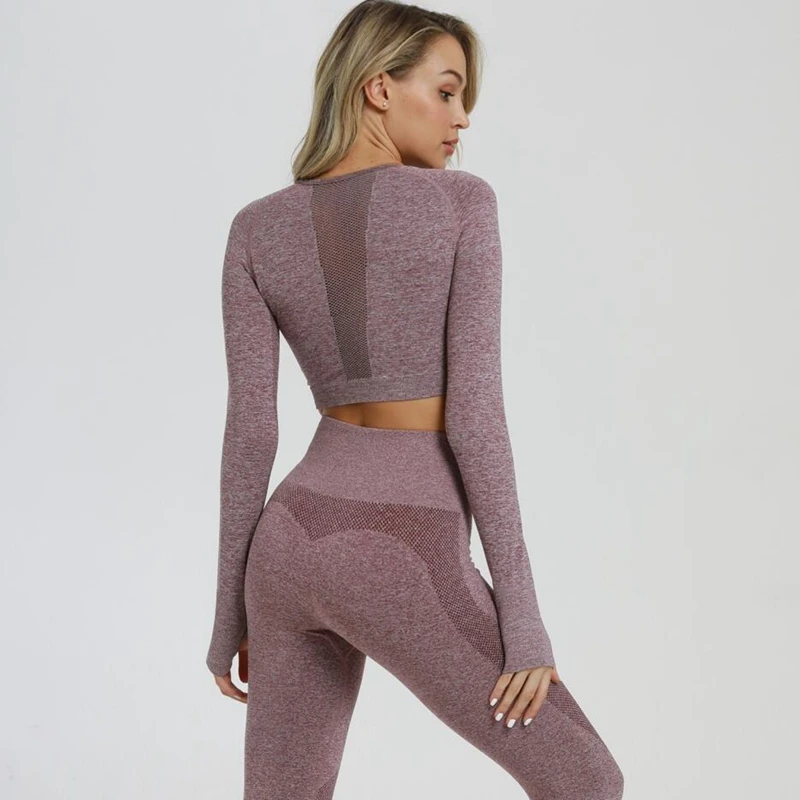 Женский бесшовный комплект для йоги 2020 спортивные костюмы фитнеса одежда
