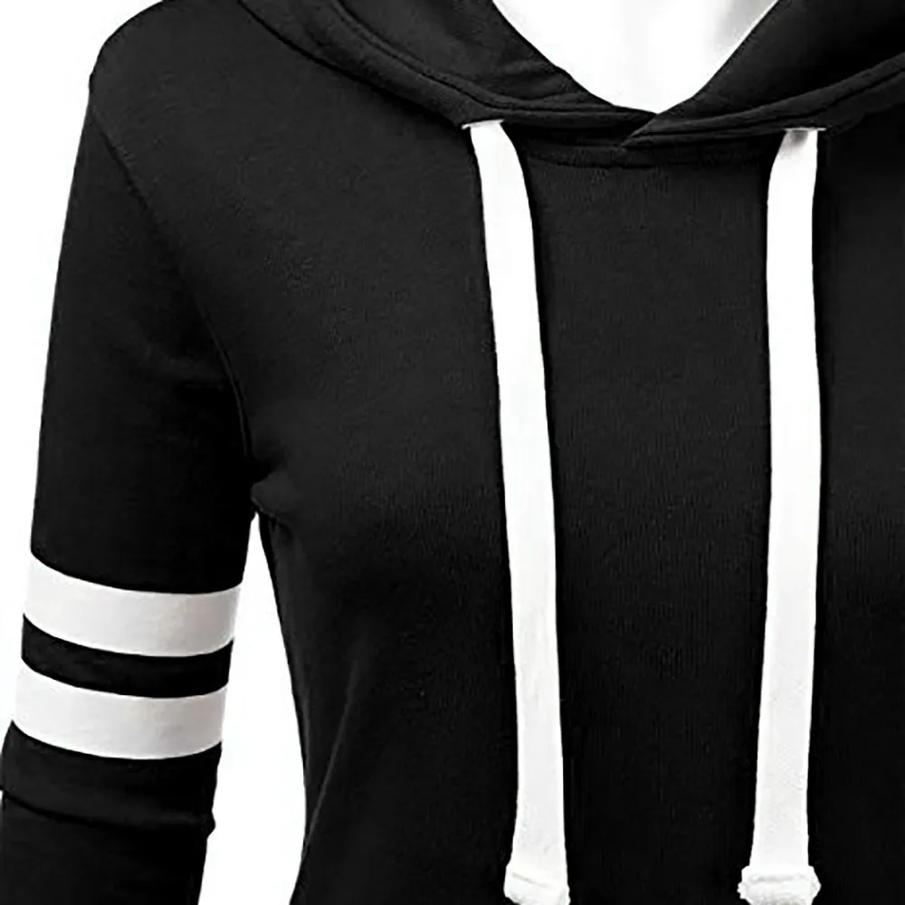 Толстовка женская с капюшоном модная Корейская блузка топы в полоску пуловер