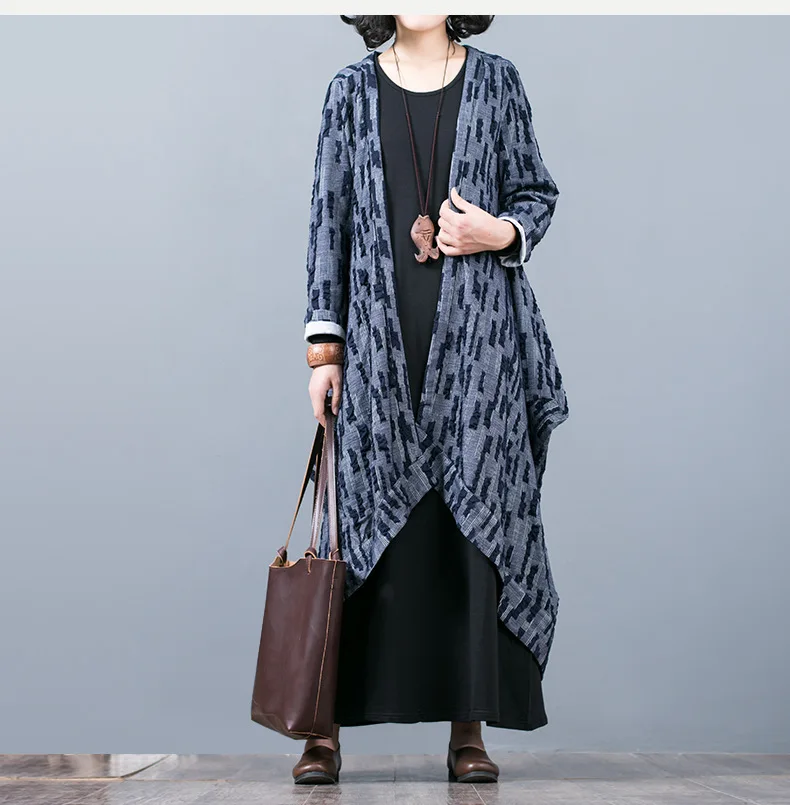 Осенне-зимний осенний элегантный Тренч в стиле ретро средней длины с неровным этническим рисунком