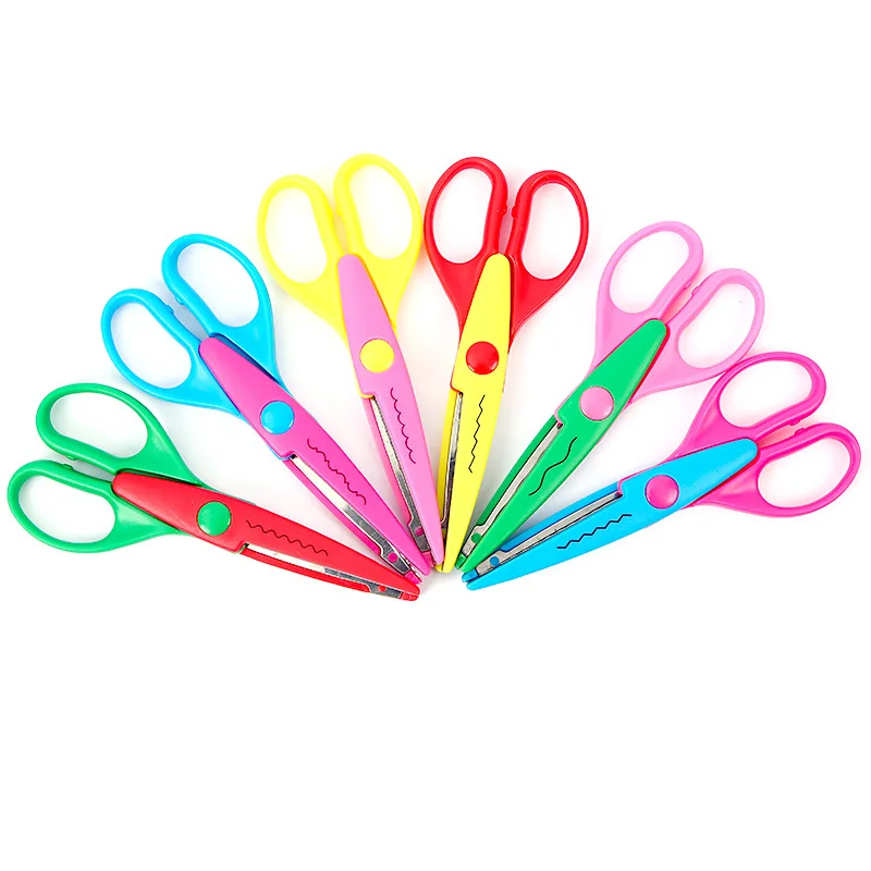 

Laciness Scissors Metal And Plastic DIY Scrapbooking Photo Colors Scissors Paper Lace Diary Decoration Safety Scissors for Kids