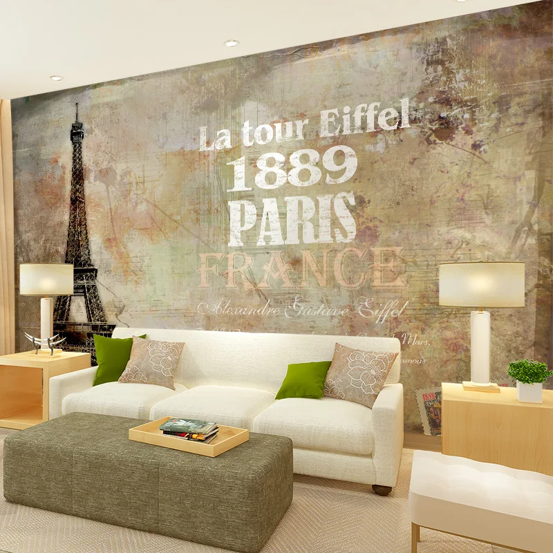Обои в стиле ретро с изображением кофейни ресторана парижской башни европейском