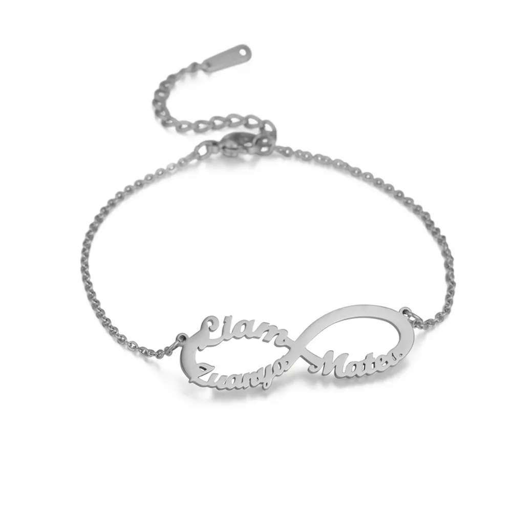 Skyrim Personalized Name Bracelet Stainless Steel Gold Color Chain Infinity Charm Bracelets Custom Jewelry Gift For Women Girls | Украшения