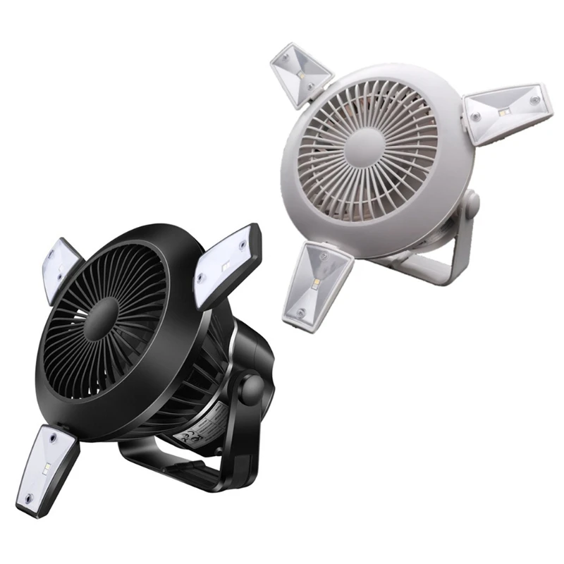 

Camping Fan with LED Lights Hanging Hook Rechargeable Battery Operated USB Desk Fan for Camping Tent