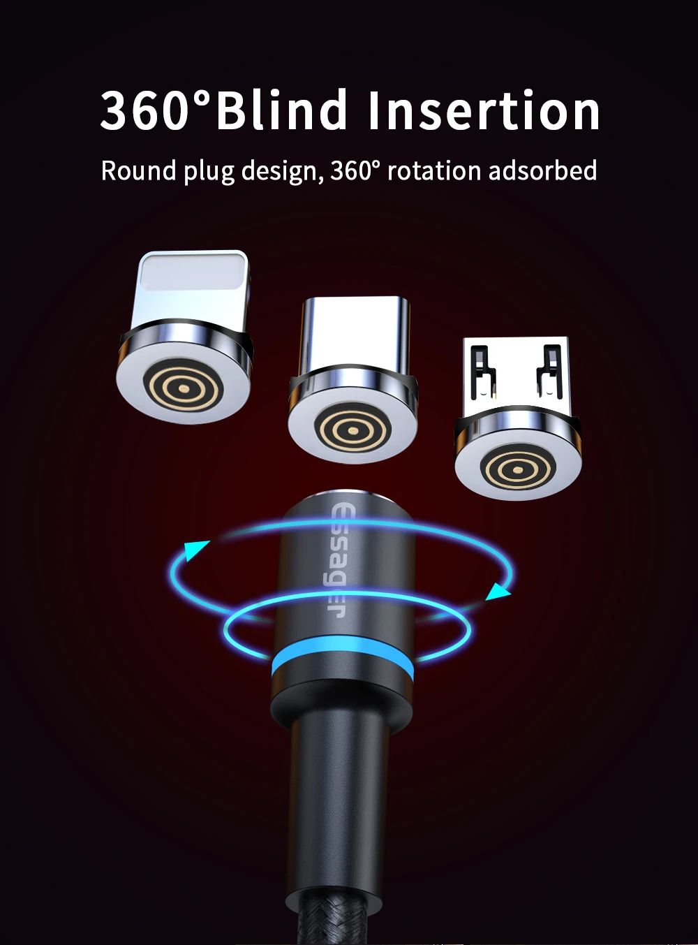 Essager Led Магнитный mi cro USB кабель для быстрой зарядки type c кабель магнитное зарядное устройство, кабель для iPhone 11 XR X Xiaomi mi 9 Red mi Note 7