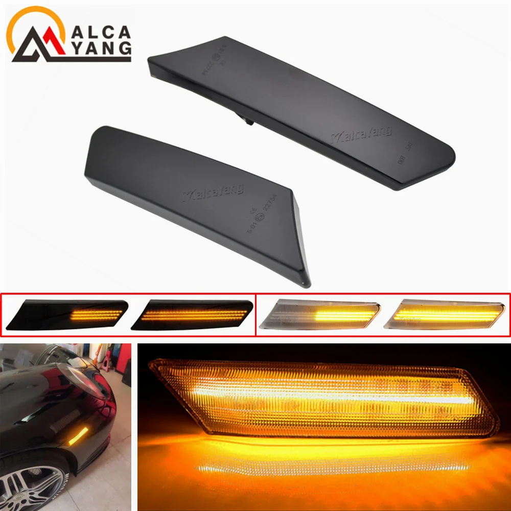 

For Porsche 911 Carrera Targa Turbo GT2 GT3 997 Cayman Boxster 987 Dynamic Amber LED Side Marker Turn Signal Light