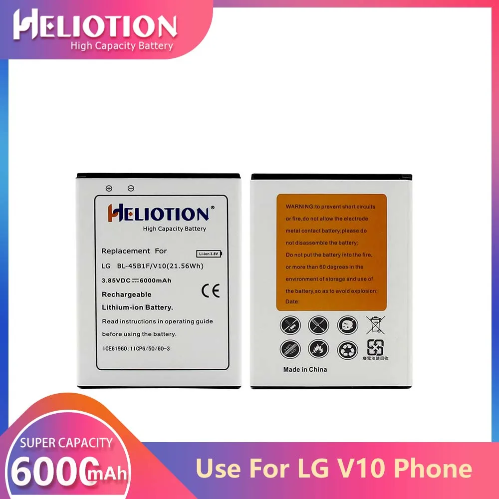 

V10 Battery for LG V10 VS990 H901H961 Bl-45B1F 6000mAh Extended Battery with black Cover Case