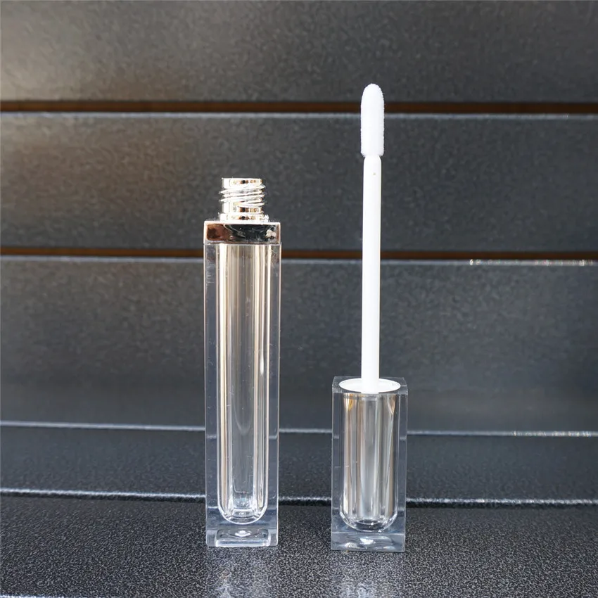 

40pcs 7ML Top Grade Silver Empty Lip Gloss Tube, Square Silver Lip Gloss Refillable Bottles,Plastic Liquid Lipstick Container